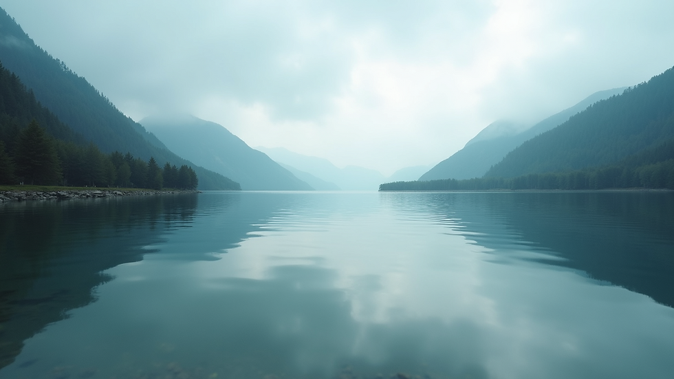 Eye-level view of a tranquil lake reflecting the sky