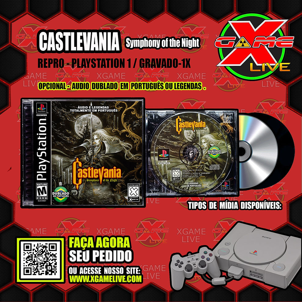 Miniatura: Castlevania Symphony of the Night Mídia Preta - Repro Ps1 /PSX- By XGAMELIVE