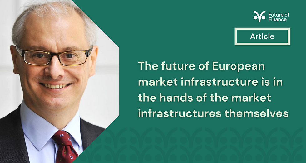 Smiling man in glasses with text saying, "The future of European market infrastructure is in the hands of the market infrastructures themselves."