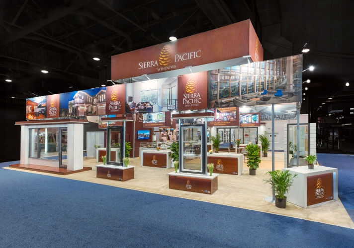 Sierra Pacific Windows custom trade show exhibit showcasing products and brand graphics.