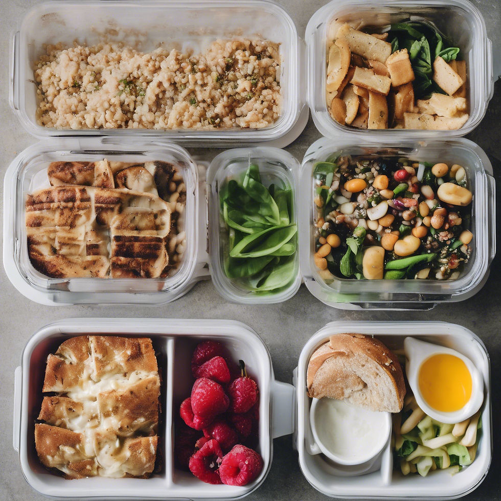 Balanced meal from a personalized meal plan for weight loss and strength building