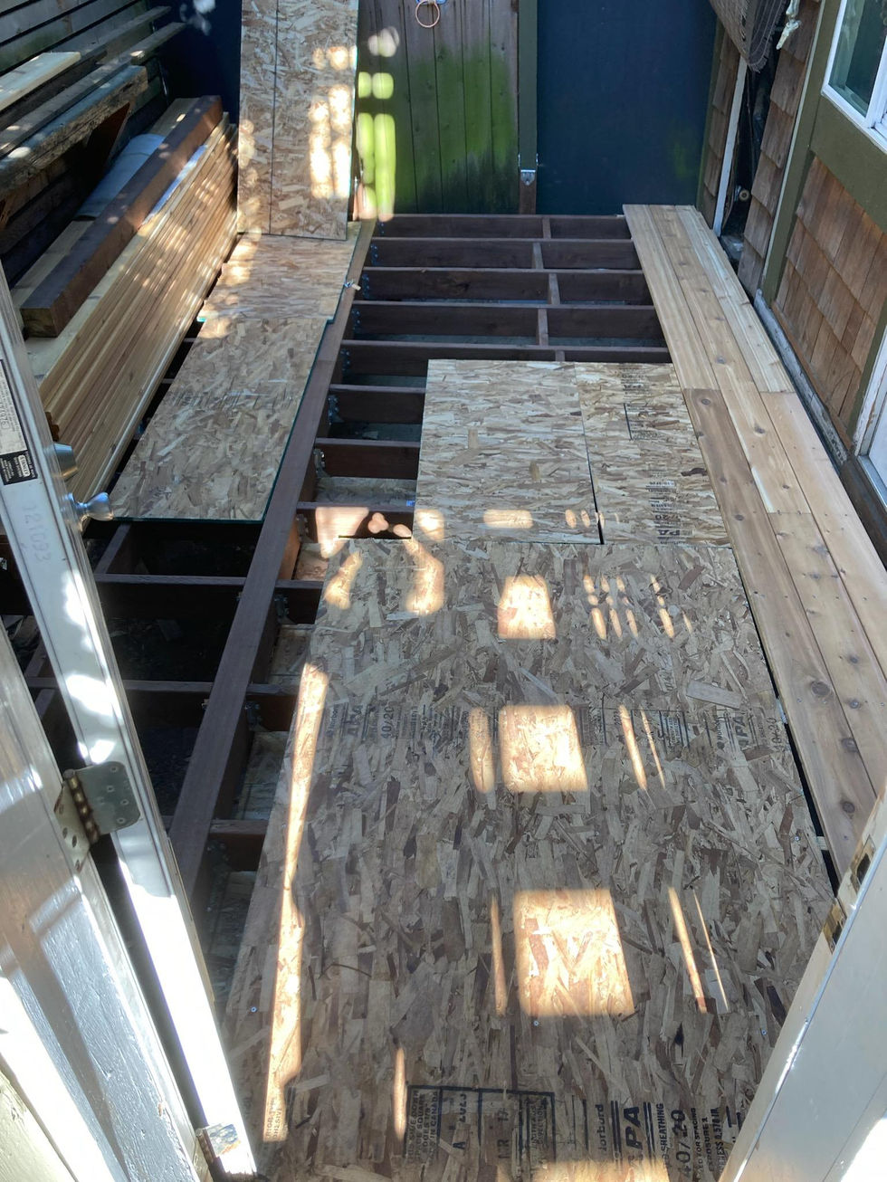 Starting laying down new decking.