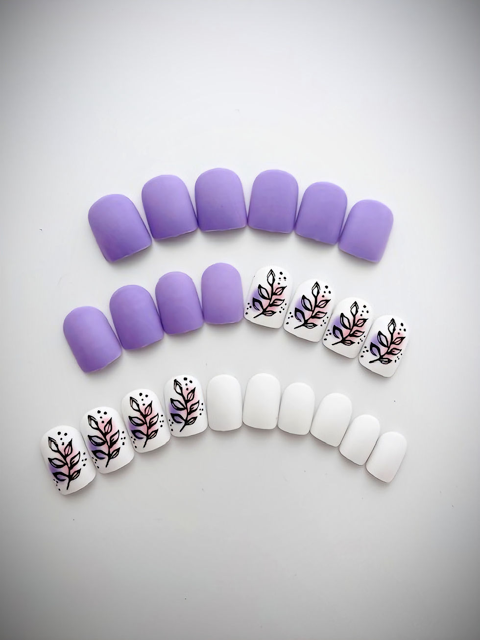 Misty is a beautiful matte lavender and white set with a pretty fern design