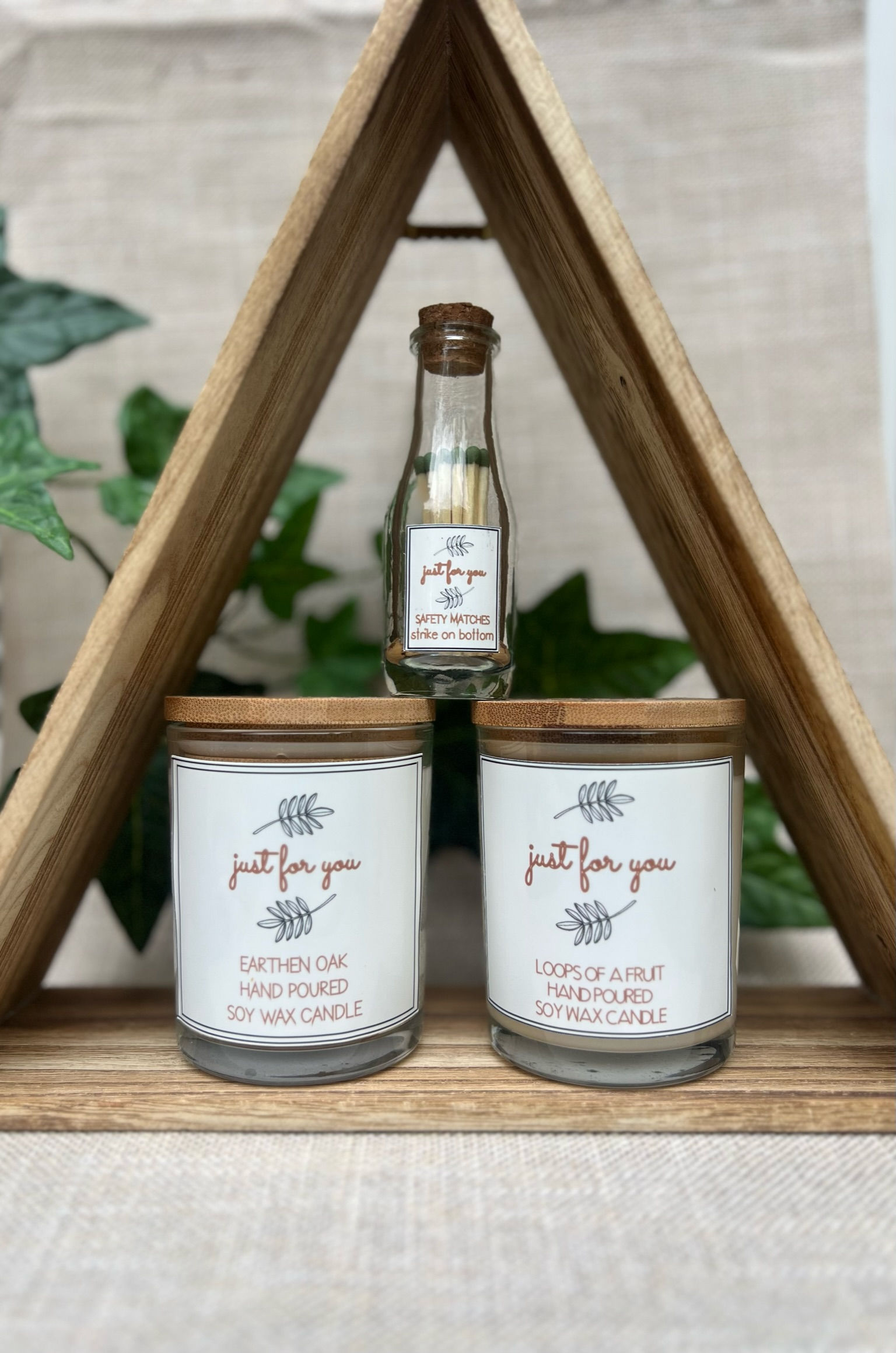 Large Handmade Soy Candle w/Matchstick Jar Set