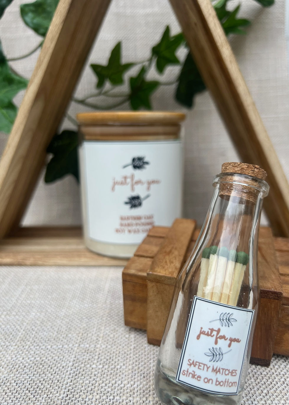 Small Handmade Soy Candle w/Matchstick Jar Set