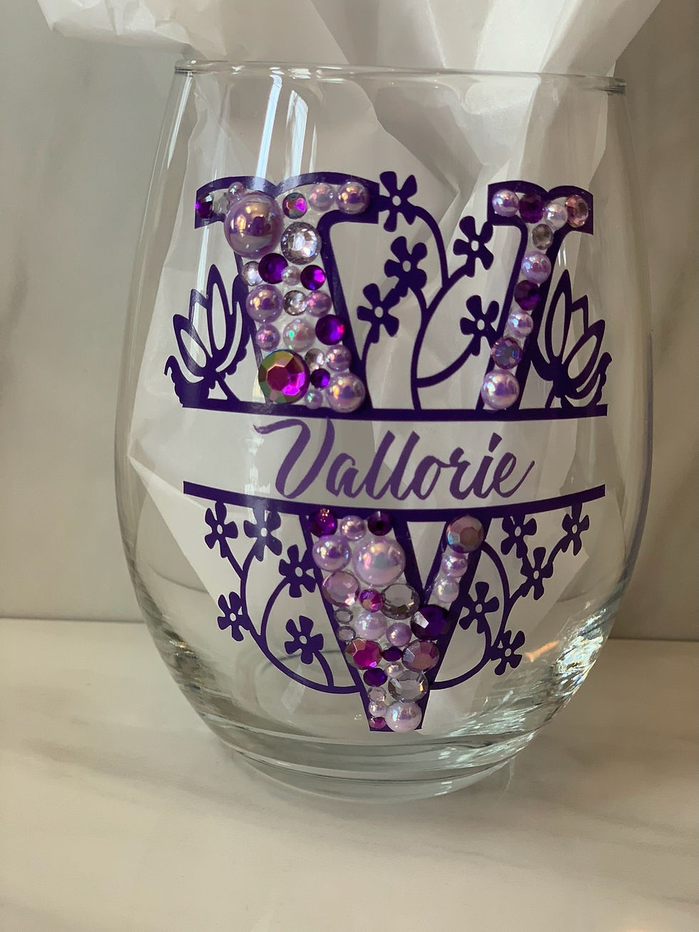 Thumbnail: Bedazzled Wine Glass w/Name and/or Initial