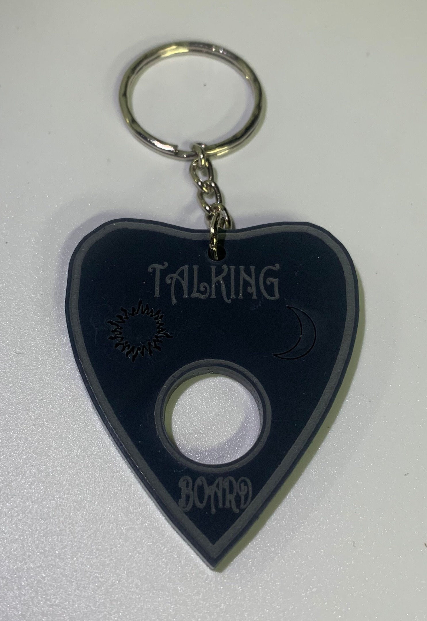 Talking Board Keyring, Ouija keychain, planchette, moon stars