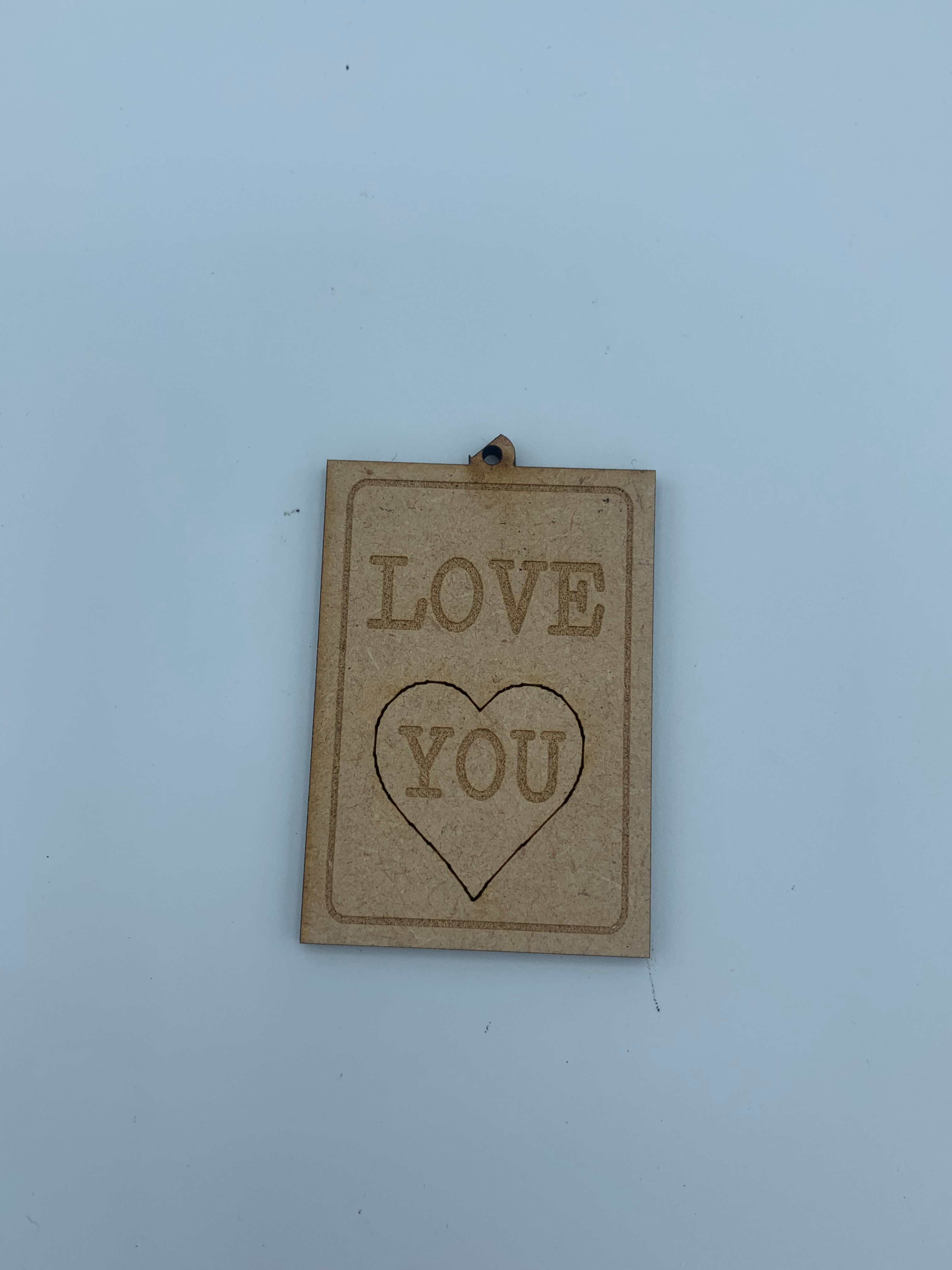 Love you, engraved personalised acrylic keyring
