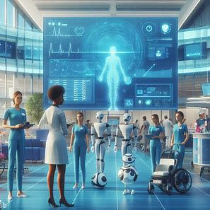 A health care unit using AI tools along Doctors and staff