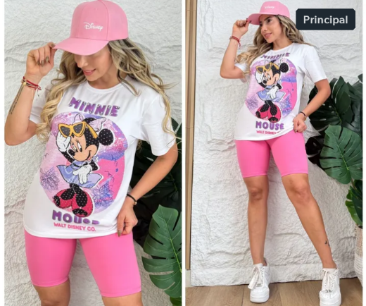 C🇨🇴✅i05/Dic Trío MICKEY biker gorra y camiseta oversize con piedras#CHE-DE589