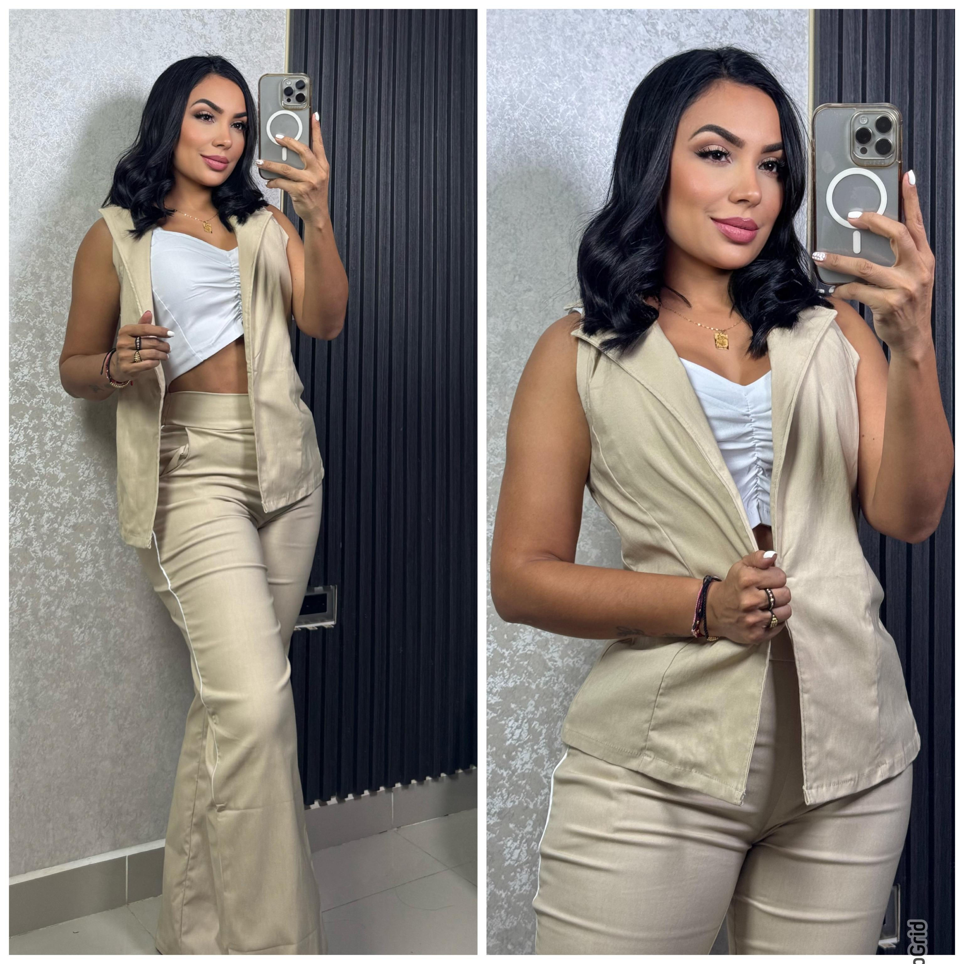 ☑️✅i24/Oct. Conjunto tres piezas chaleco, pantalón y top #GOD-GE859