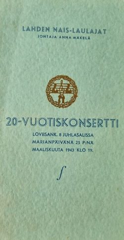 20-vuotisjuhlakonsertin ohjelma