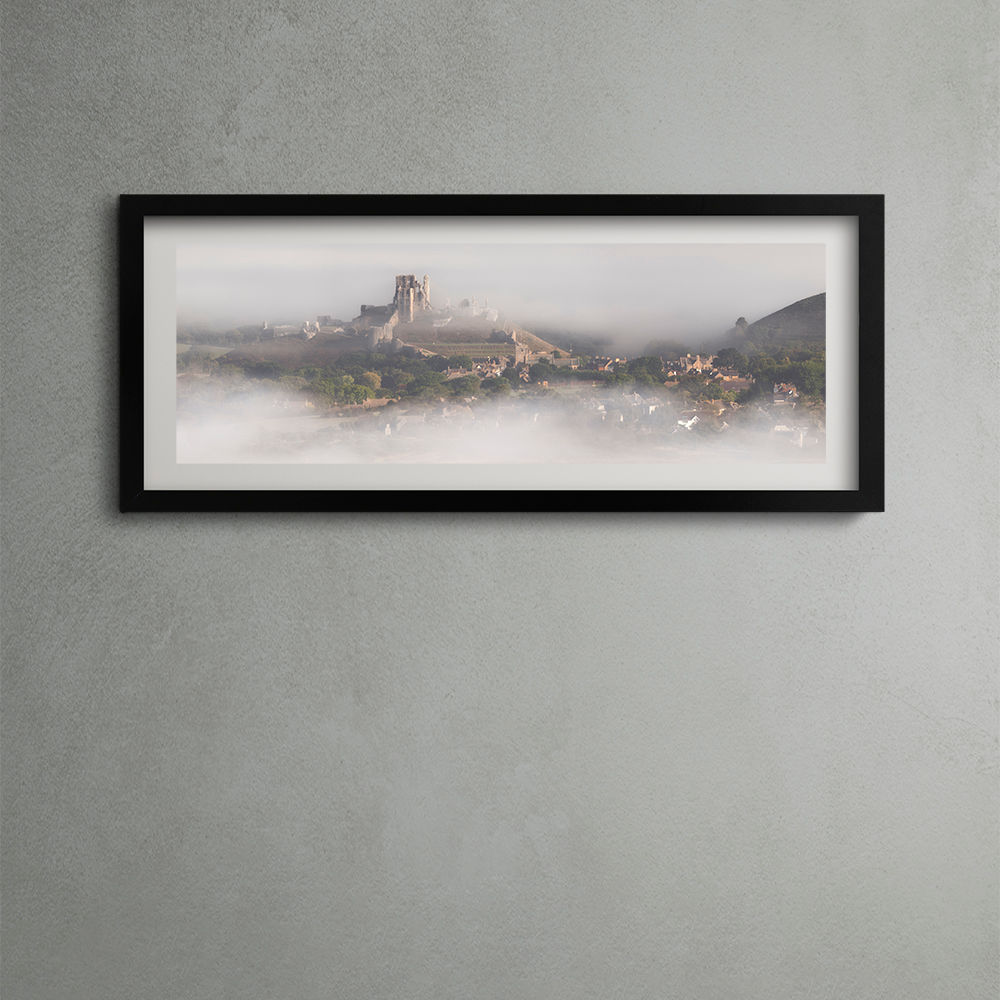 Mist Over Corfe Village - PANORAMIC PRINT 3:1 Ratio