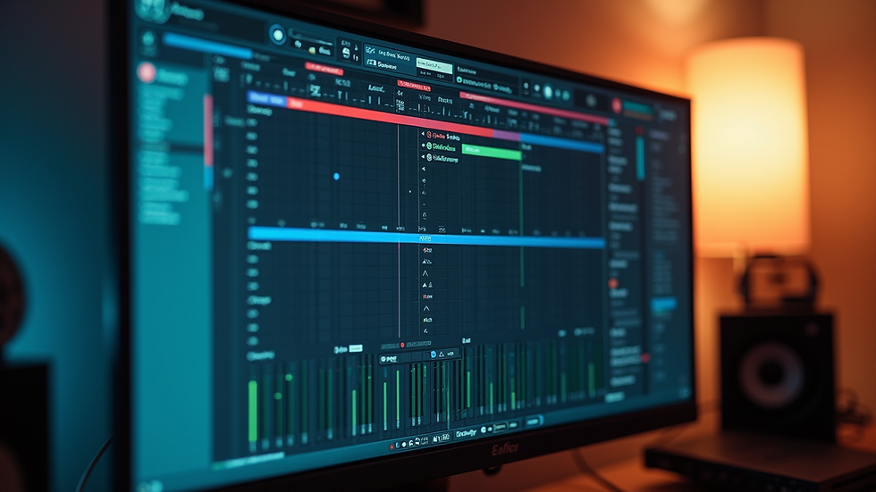 Eye-level view of a computer screen displaying a digital audio workstation with Serum plugin open