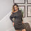 Thumbnail: Grey Knitted One Side Off Sweater Dress