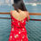 Thumbnail: Red Floral Sleeve Slit Romper