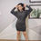 Thumbnail: Grey Knitted One Side Off Sweater Dress