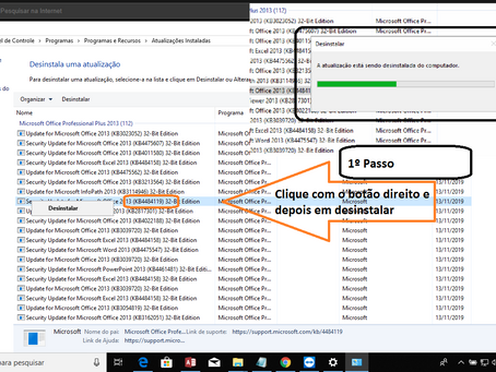 Desinstalar atualização do Office