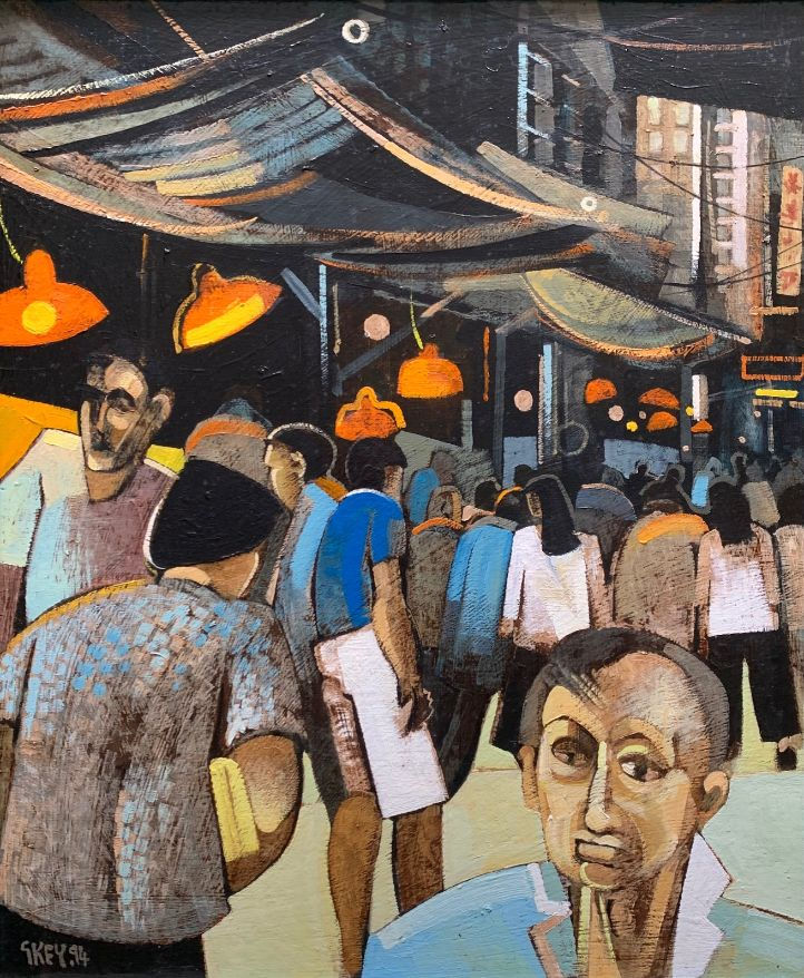 Geoffrey Key 'Orange Lights, Hong Kong'