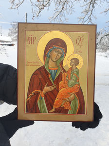 Maria ikon eggtempera Guds Mor Panagia