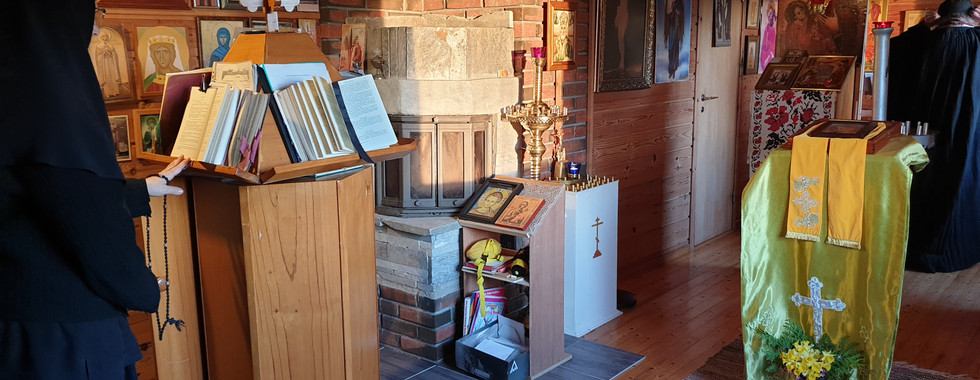 Orthodox nun in chapel