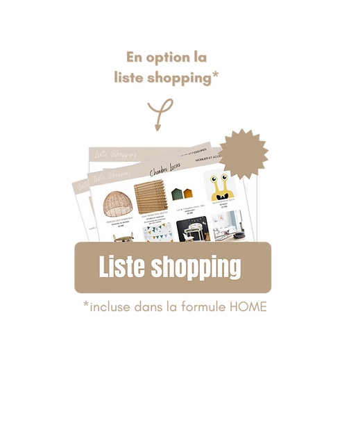 Exemple de liste shopping envoyée au client par Home Style by Meila