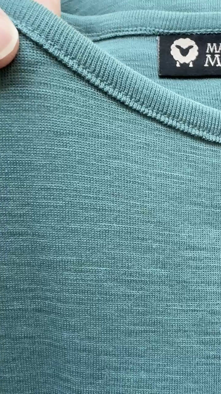 Thumbnail: Close-up video of merino wool dusty teal rib fabric.