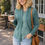 Thumbnail: Dusty Teal Jesse merino wool drape cardigan worn by model.