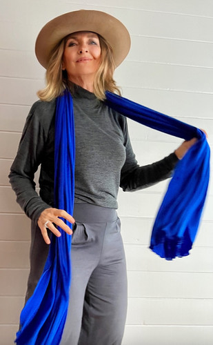 Merino Travel Wrap & Scarf | Royal Blue | Midweight Rib