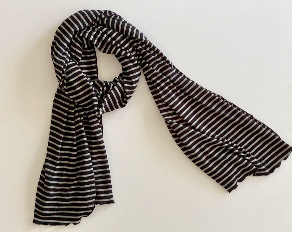 Thumbnail: Deluxe Merino Scarf in black and grey stripe displayed as a product shot.