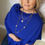 Thumbnail: Merino Wool Poncho | Royal Blue | Midweight Rib