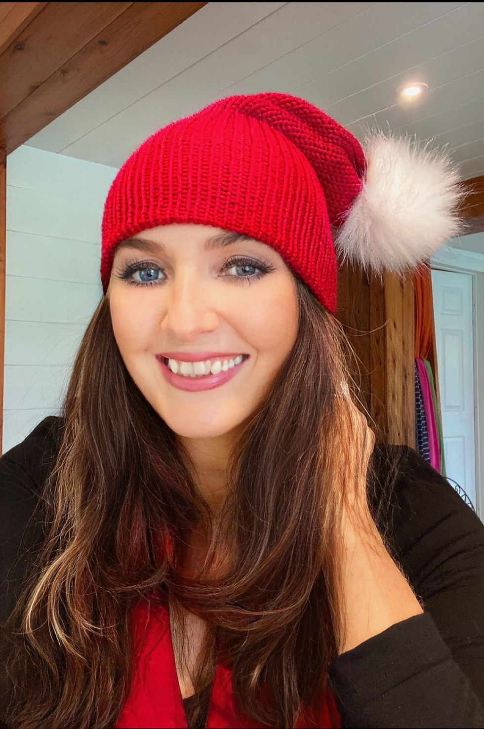 SANTA Pom Beanie - Christmas Red /White Pom