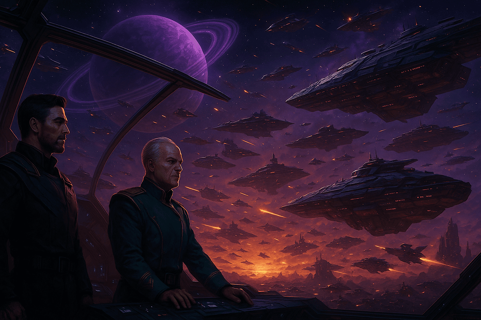 Sob o brilho enigmático de Gacrux, a galáxia se curva diante de escolhas que mudaram seu destino. Ecos da Rebelião de Agator, visões da Batalha do Cruzeiro e sombras dos Vazzionianos se cruzam neste novo ciclo de histórias que moldarão o futuro estelar.