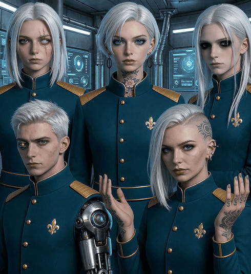 Comandante Valery, Eluneth, Billie, Ellish e Genos (Morreu).jpg