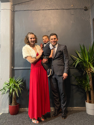 Helen & her family on testimonial night in the gym