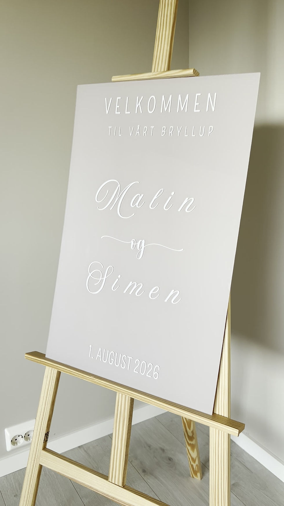 Miniatyrbilde: Velkomstskilt til bryllup