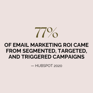 "77% of email marketing ROI came from segmented, targeted, and triggered campaigns," HubSpot 2020
