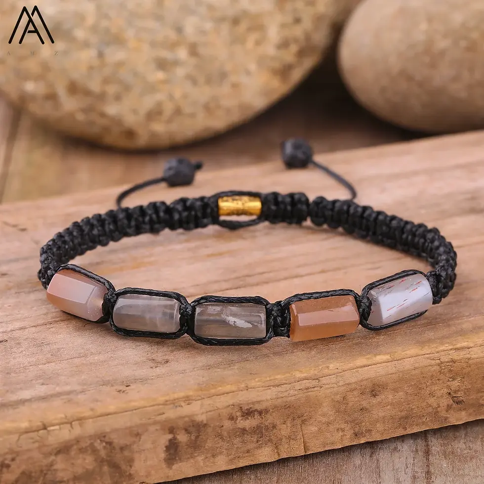 Thumbnail: Natural Black Tourmaline Nugget Beads Handmade Woven Bracelet Bracelet