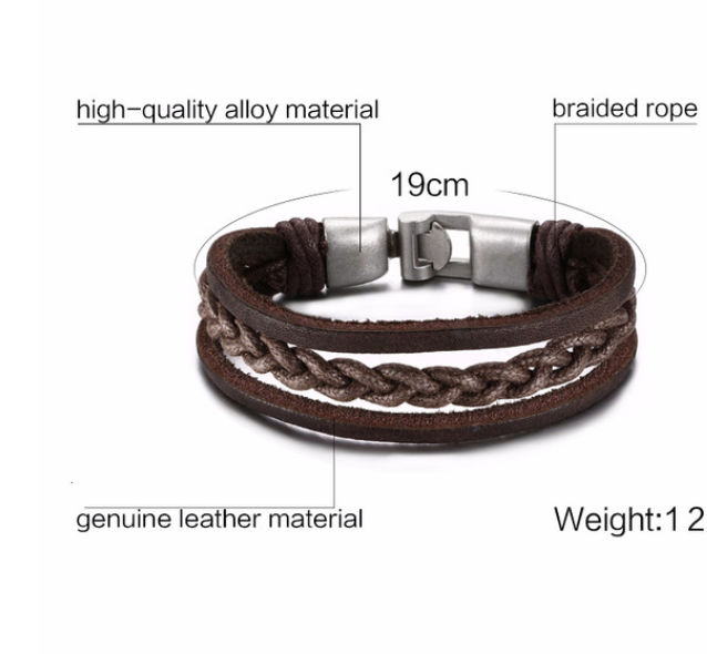 Thumbnail: Alloy lucky figure 8 leather bracelet