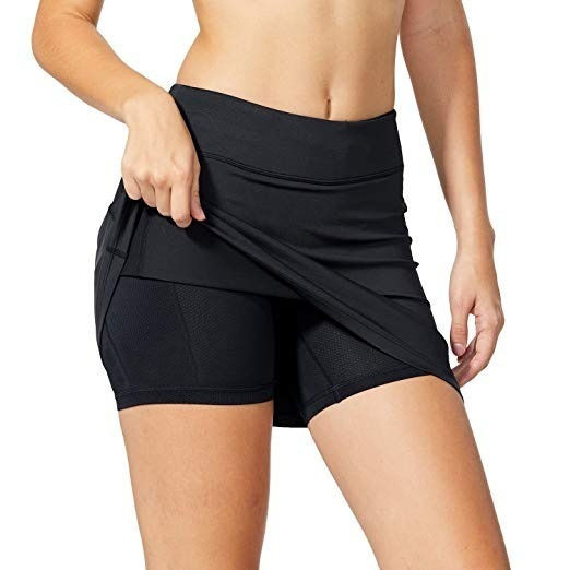 Thumbnail: Leggings Women's Basic Two-Piece Pocket Sports Fitness  Shorts Skirt