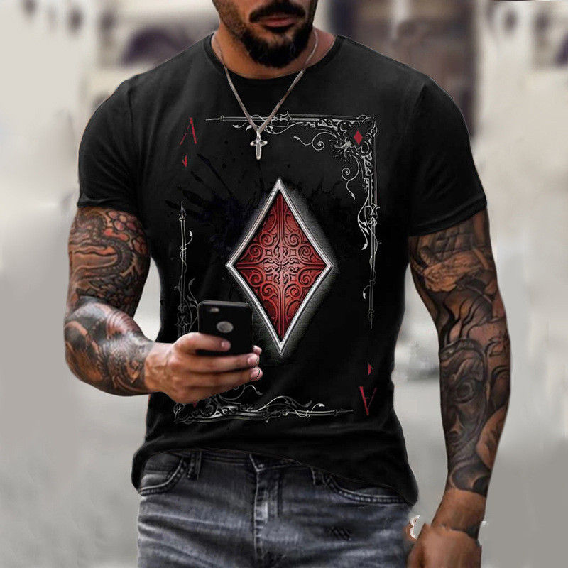 Thumbnail: Playing Card Printing Men's T-Shirt Top
