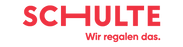 SCHULTE Wir regalen das Firmenlogo in Rot auf Schwarz.