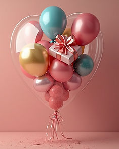 A-close-up-shot-of-a-beautiful-stuffed-balloon-filled-with-colourful-gifts-and-fashion-ite