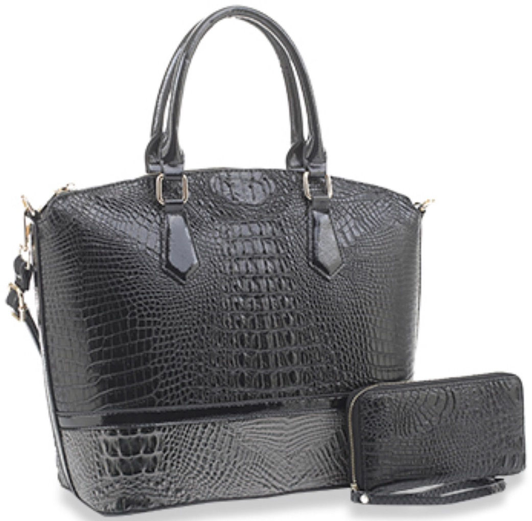 Alligator patent embossed tote set