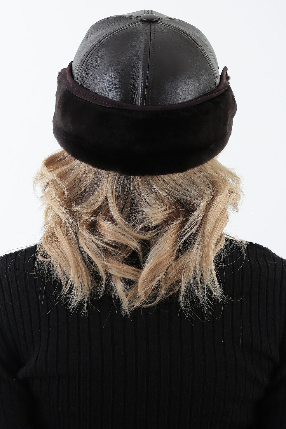 Miniature : Black Lambskin Leather Unisex Hats