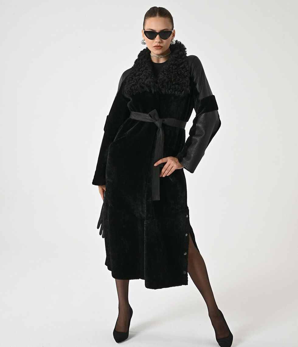 縮圖：Sheepskin Shearling Women Coat Mongolian Lambskin Fur