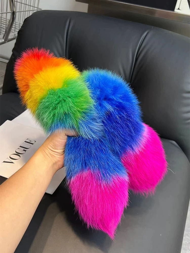Miniatura: Real Dyed Rainbow Fox Tail, Genuine Fox Tail Keychain