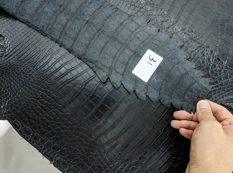 Miniatura: Black Alligator Leather For Craft Bag,Soft Luxury Black Alligator Leather Skin