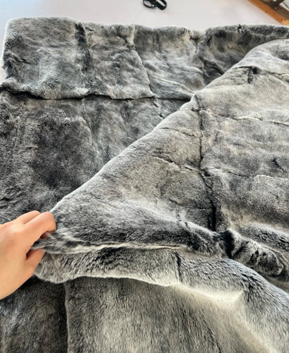 Genuine Grey REX Rabbit Fur Plate, Grey Rabbit Rex Fur Plate for