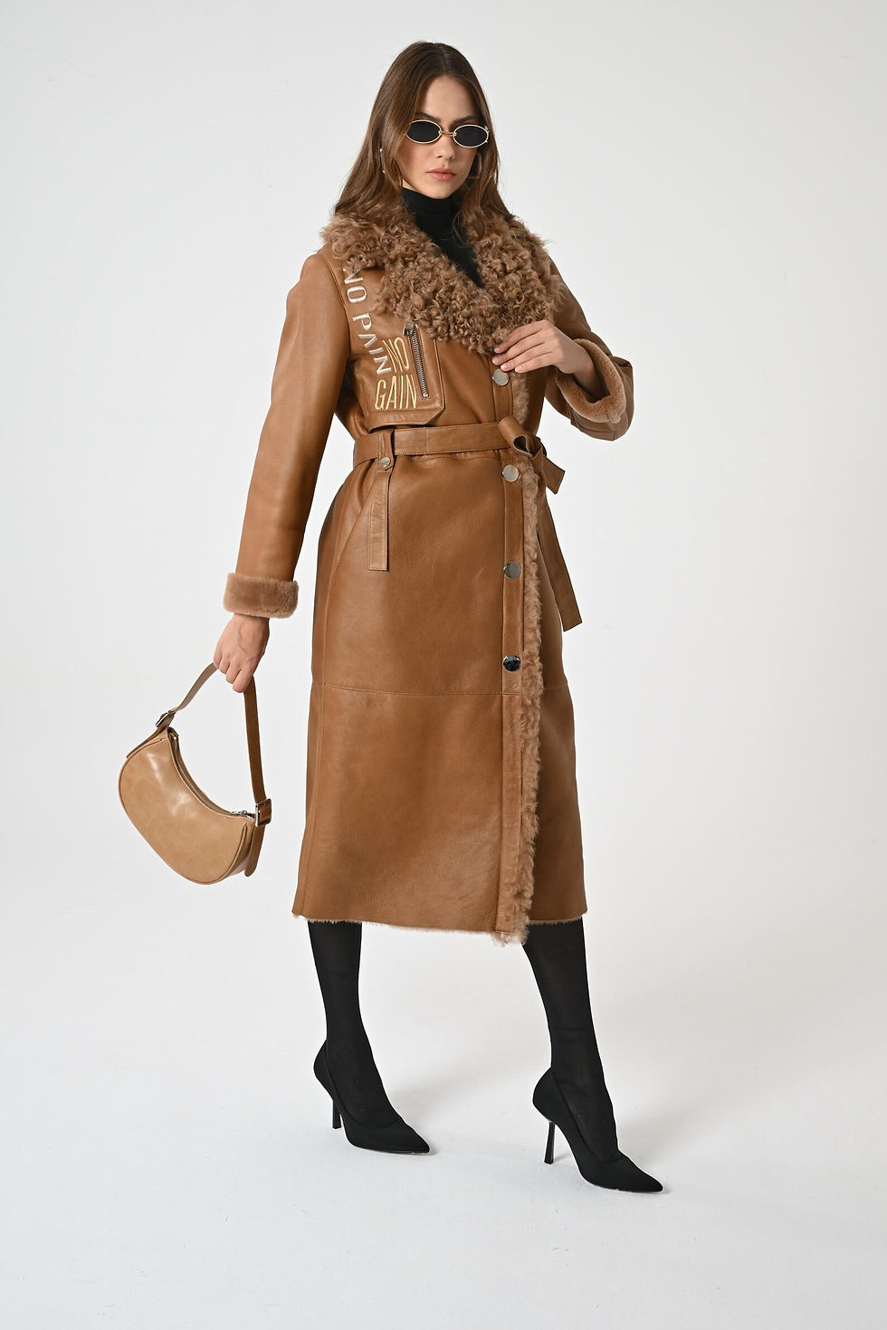 Women Trench Coat Genuine Turkish Merino Lambskin